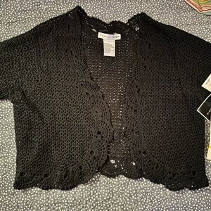 Madison Leigh Black Crochet Poncho
